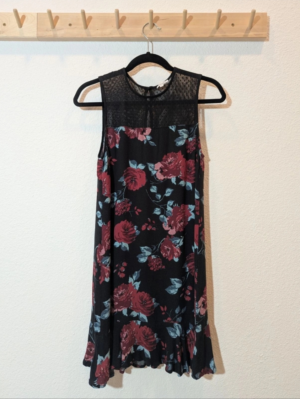 Splendid Roses Floral & Lace Dress on Black Background - vintage tea vibe
